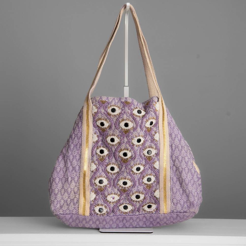 Beaded Evil Eye Beaded Purse Woven Boho Bag Purple Gypsy Whimsigoth Mythical